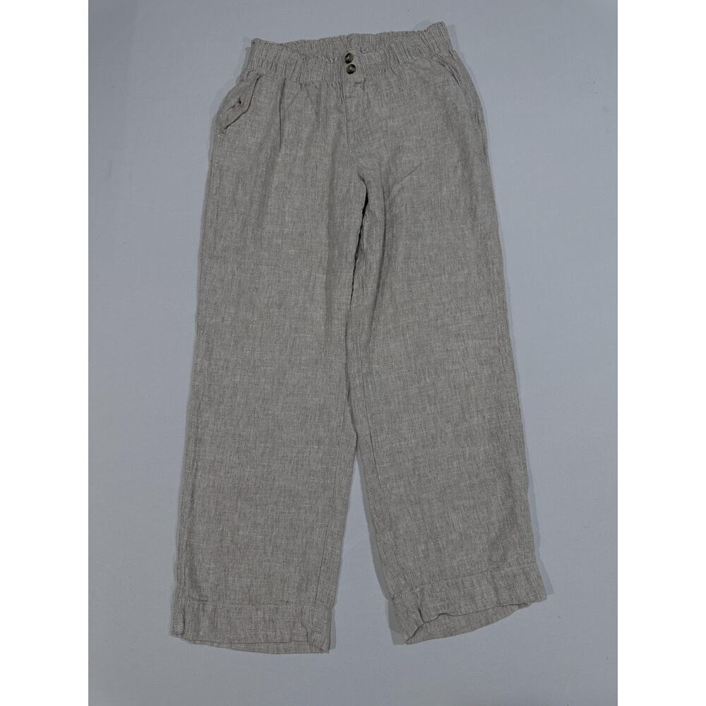 Briggs New York Wide Leg Linen-Blend Pants in Light Taupe